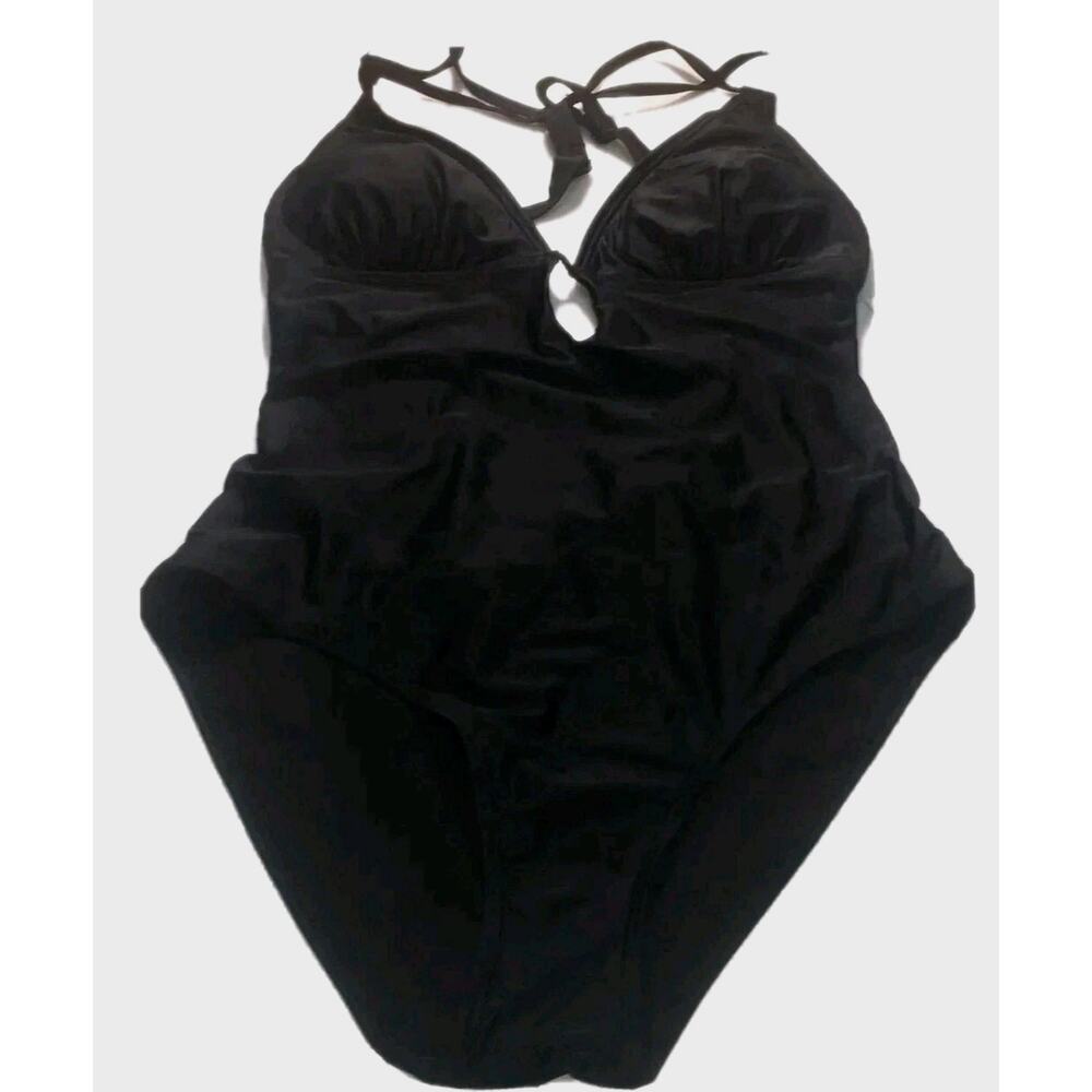 ENJOY THE SUNSHINE Black Swimsuit Size XL 1 Piece Open Back